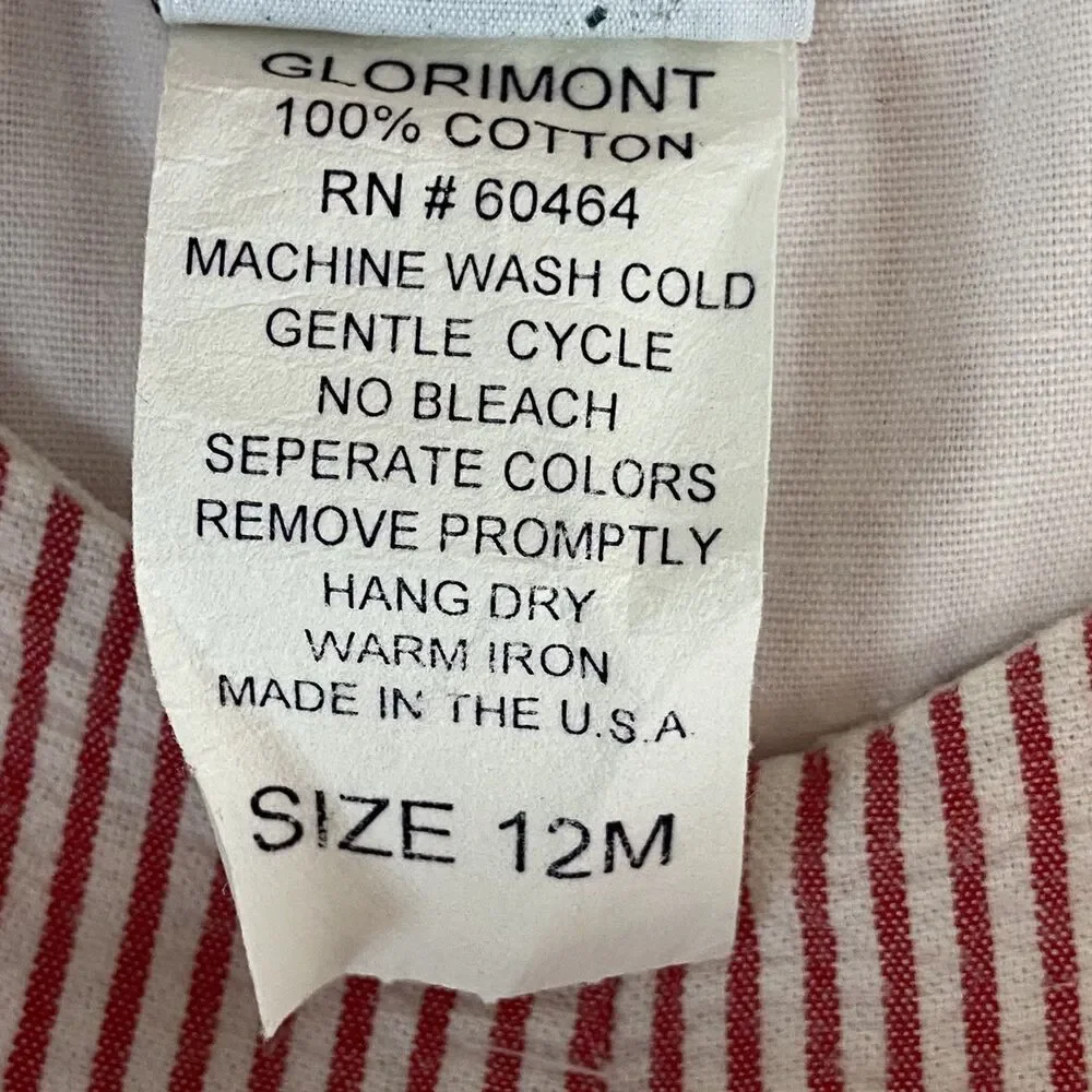 Glorimont Seersucker Romper Baby Boy Sz 12M Red Sailboat Anchor Nautical Coastal